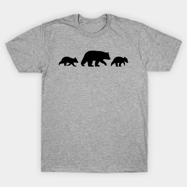 Grizzly Bear Family Silhouettes | Mama Bear with Cubs T-Shirt by Coffee Squirrel